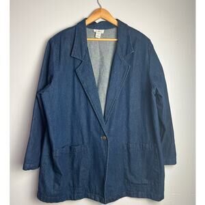 Vintage Womens Boxy Denim Blazer Jacket Size L Hunter's Run